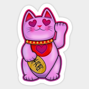 Romantic Maneki Neko Lucky Cat Sticker